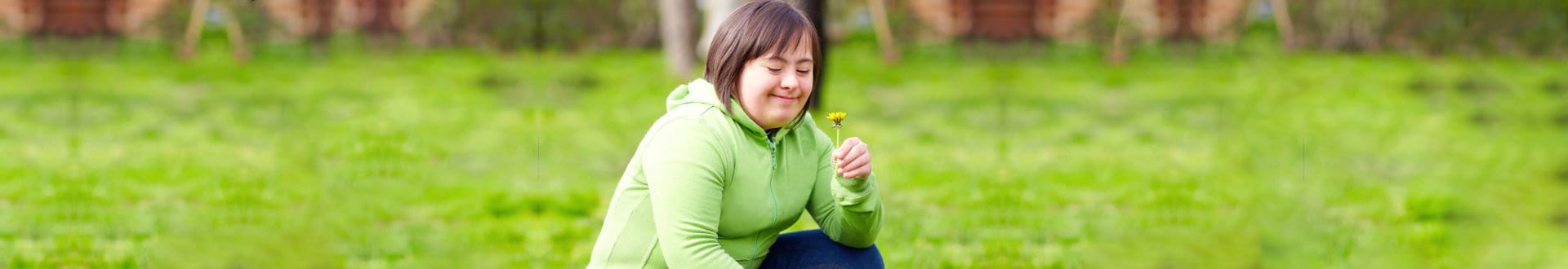 female mentally challenge smiling